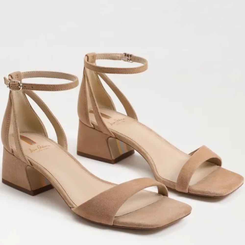 Sam Edelman Tan Ankle Strap Block Heels